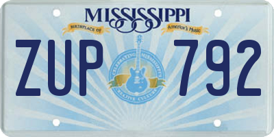 MS license plate ZUP792