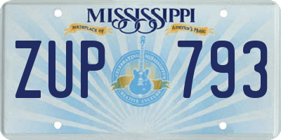 MS license plate ZUP793