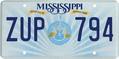 MS license plate ZUP794
