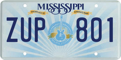 MS license plate ZUP801