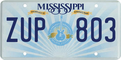 MS license plate ZUP803