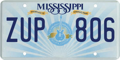 MS license plate ZUP806