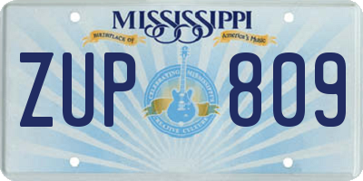 MS license plate ZUP809