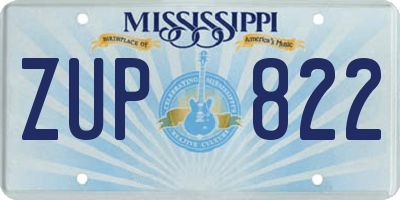 MS license plate ZUP822