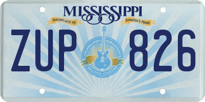 MS license plate ZUP826