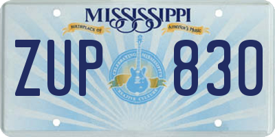 MS license plate ZUP830