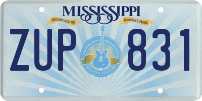 MS license plate ZUP831