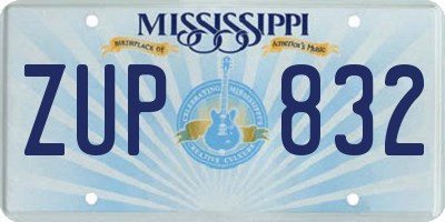 MS license plate ZUP832