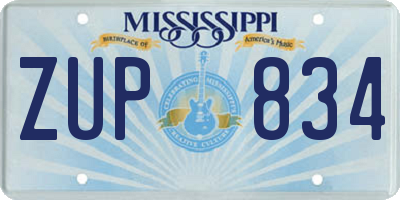 MS license plate ZUP834