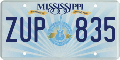 MS license plate ZUP835