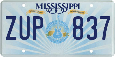 MS license plate ZUP837