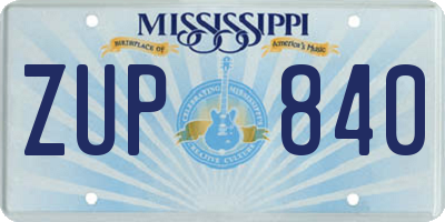 MS license plate ZUP840