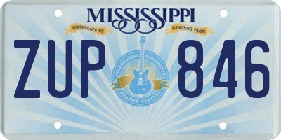 MS license plate ZUP846