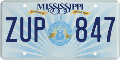 MS license plate ZUP847