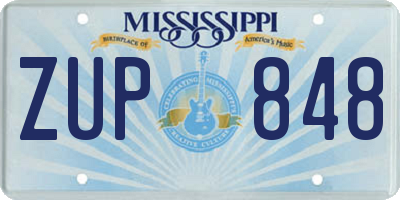 MS license plate ZUP848
