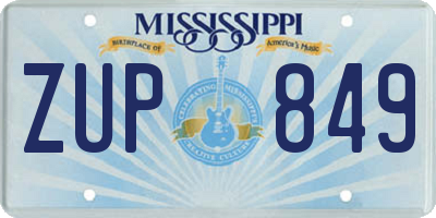 MS license plate ZUP849