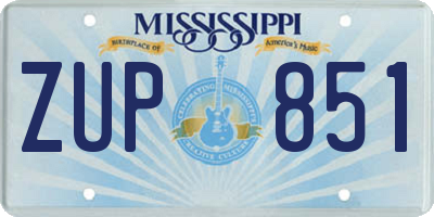 MS license plate ZUP851
