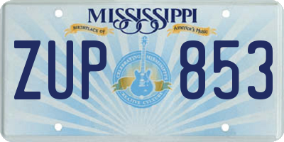 MS license plate ZUP853