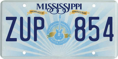 MS license plate ZUP854