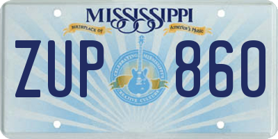 MS license plate ZUP860