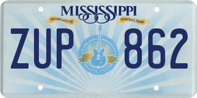 MS license plate ZUP862