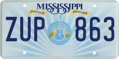 MS license plate ZUP863