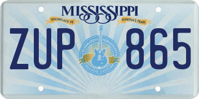 MS license plate ZUP865