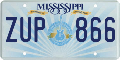MS license plate ZUP866