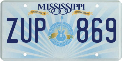 MS license plate ZUP869