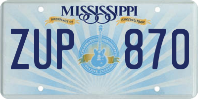 MS license plate ZUP870