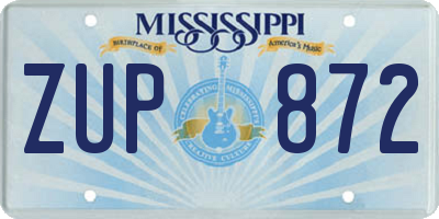 MS license plate ZUP872