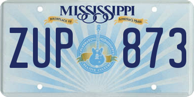 MS license plate ZUP873