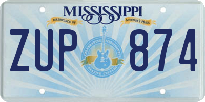 MS license plate ZUP874