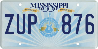 MS license plate ZUP876