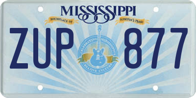 MS license plate ZUP877