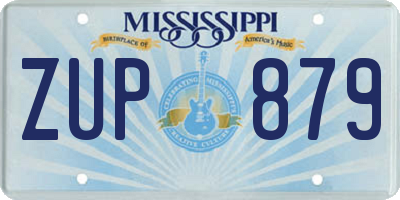 MS license plate ZUP879