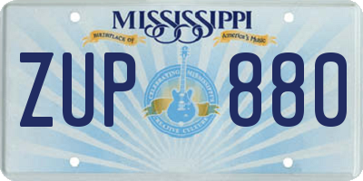 MS license plate ZUP880