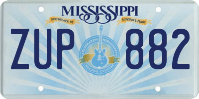 MS license plate ZUP882