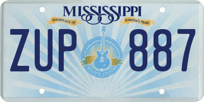 MS license plate ZUP887
