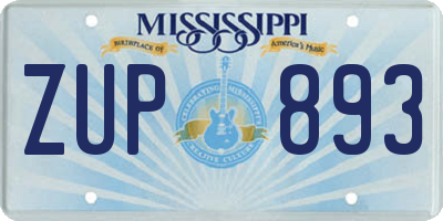 MS license plate ZUP893