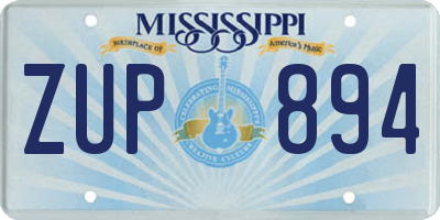 MS license plate ZUP894