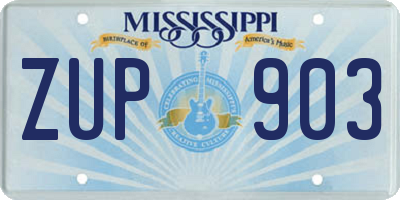 MS license plate ZUP903