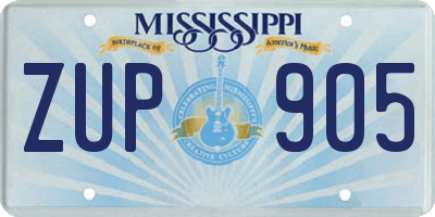 MS license plate ZUP905