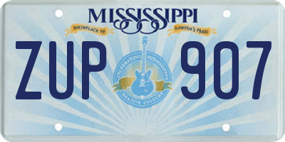 MS license plate ZUP907
