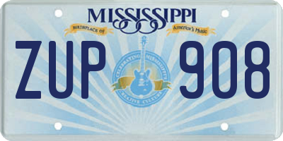 MS license plate ZUP908