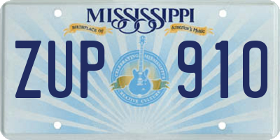 MS license plate ZUP910