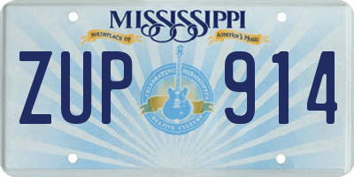 MS license plate ZUP914