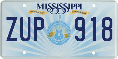 MS license plate ZUP918