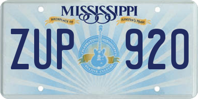 MS license plate ZUP920