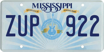 MS license plate ZUP922